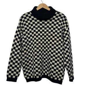 B Altman & Co Vintage 50-60s Checkered Turtleneck Sweater Made in Germany
